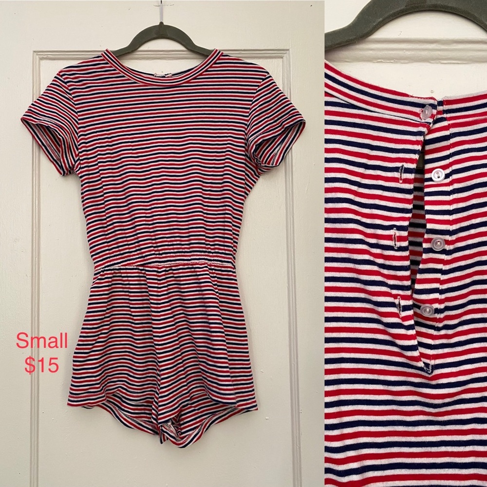 American Apparel red white and blue Romper